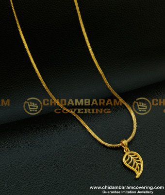 SCHN208 - Beautiful Leaf Design Gold Pendant One Gram Dollar Chain for Girls