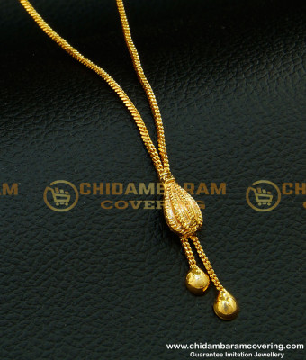 SCHN224 - Daily Use Simple Gold Chain Design 18 Inches Chain with Locket Imitation Jewellery 