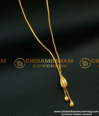 SCHN224 - Daily Use Simple Gold Chain Design 18 Inches Chain with Locket Imitation Jewellery 