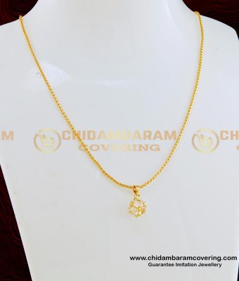 SCHN240 - Daily Use Simple Chain Design 18 Inches Chain with Ad White Stone Locket Design