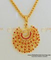 SCHN251 - One Gram Gold White and Ruby Stone Peacock Dollar Chain for Girls and Women  