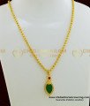 SCHN259 - Micro Gold Plated Kerala Jewelry Green Palakka Locket With Short Chain for Women 