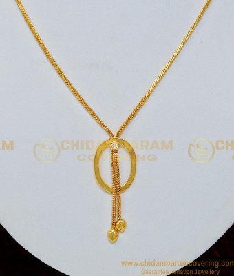 SCHN260 - Latest Light Weight Oval Shape White Stone Pendant with Small Chain for Teenage Girl