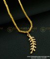 SCHN262 - 18 Inches Chain with Unique White Stone Leaf Dollar Chain for Girls