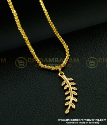 SCHN262 - 18 Inches Chain with Unique White Stone Leaf Dollar Chain for Girls