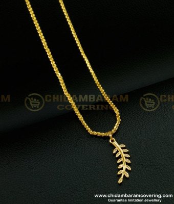 SCHN262 - 18 Inches Chain with Unique White Stone Leaf Dollar Chain for Girls