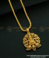 SCHN265 - New Model Ladies Pendant Chain Lakshmi Design White Stone Dollar Chain Online