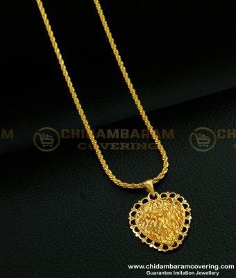 SCHN268 - Real Gold Design Plain Pendant with Chain Gold Covering Dollar Chain Online 
