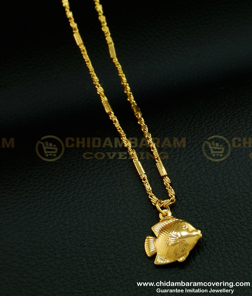 SCHN270 - Cute Small Size Fish Design Daily Wear Pendant Chain Collections