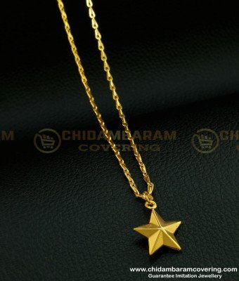 SCHN271 - One Gram Gold Cute Small Size Star Dollar Chain Daily Wear Collections