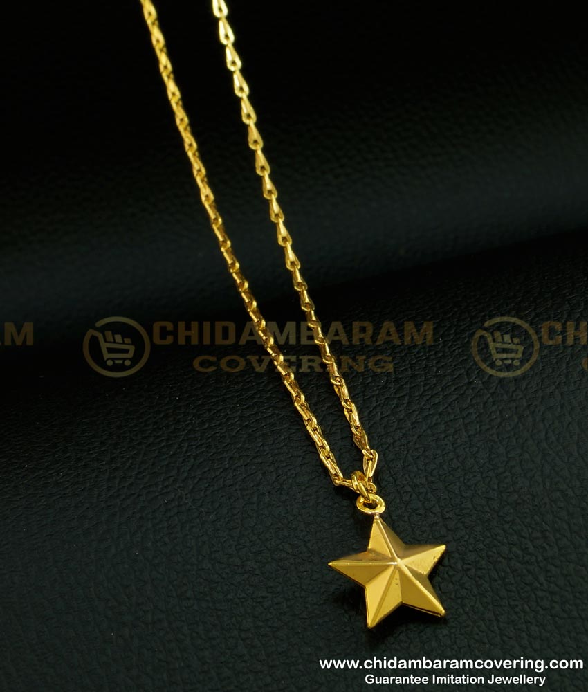 SCHN271 - One Gram Gold Cute Small Size Star Dollar Chain Daily Wear Collections