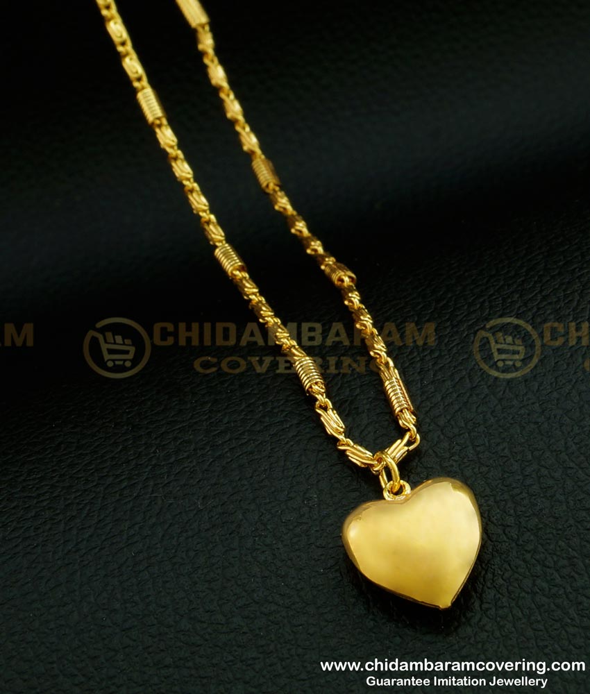 SCHN272 - Modern Little Heart Pendant with Short Chain Imitation Jewellery