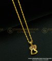 SCHN274 - One Gram Gold Double Heart Design Stone Female Pendant with Short Chain