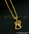 SCHN275 - One Gram Gold Multi Stone Heart Design Stone Pendant with Short Chain for Girls