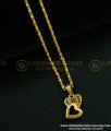 SCHN275 - One Gram Gold Multi Stone Heart Design Stone Pendant with Short Chain for Girls