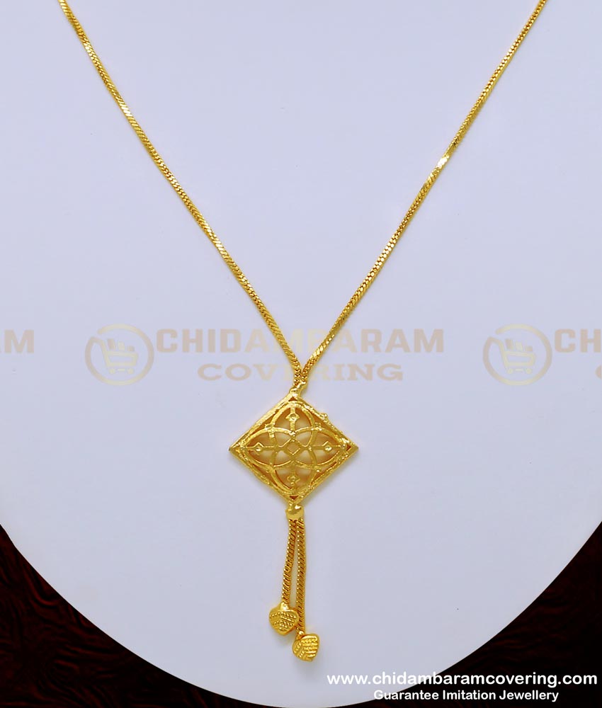 SCHN279 - 1 Gram Gold Simple Gold Design 18 Inches Short Dollar Chain Buy Online