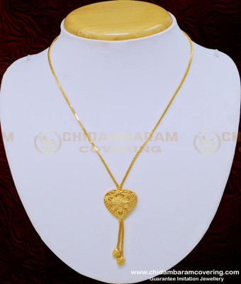 SCHN281 - Stylish Short Chain with Heart Shape Dollar for Girls    