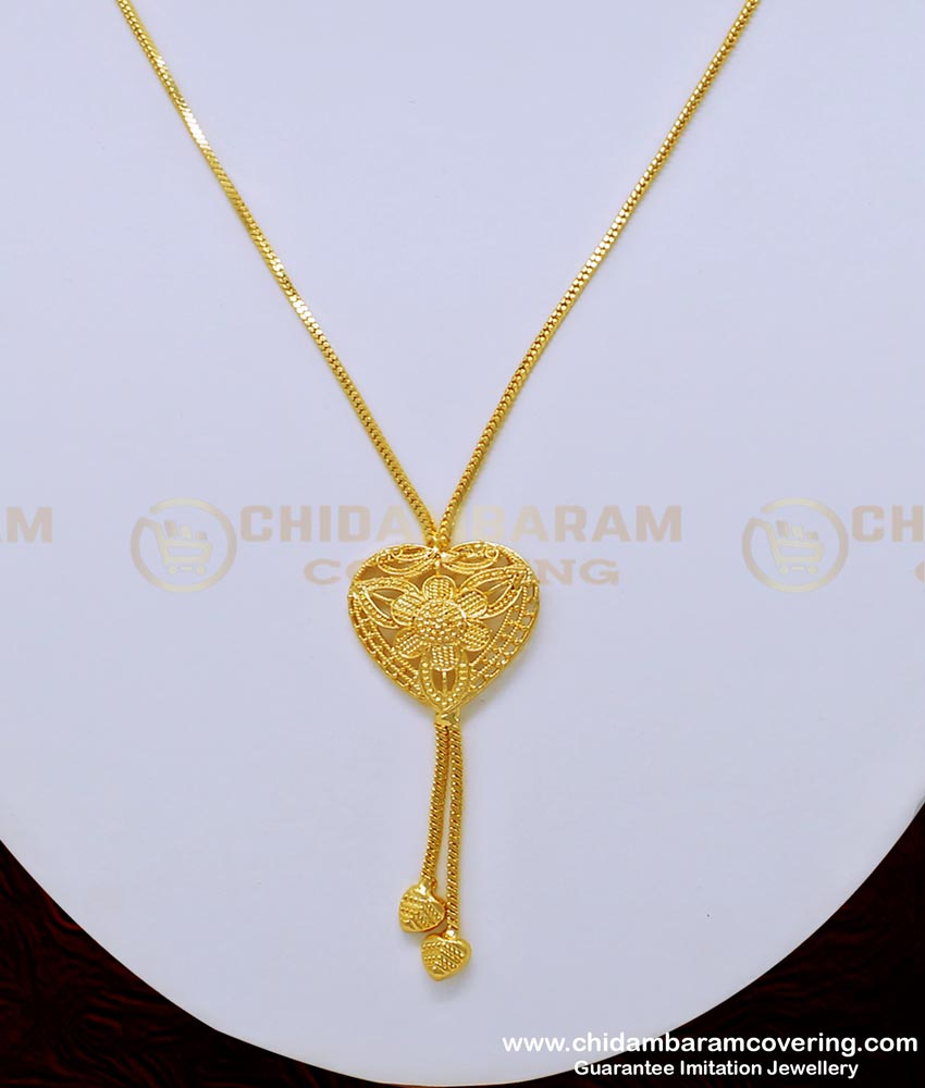 SCHN281 - Stylish Short Chain with Heart Shape Dollar for Girls    