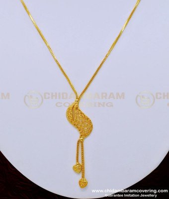 SCHN282 - Latest One Gram Gold Plated Locket with Short Chain Designs for Ladies     