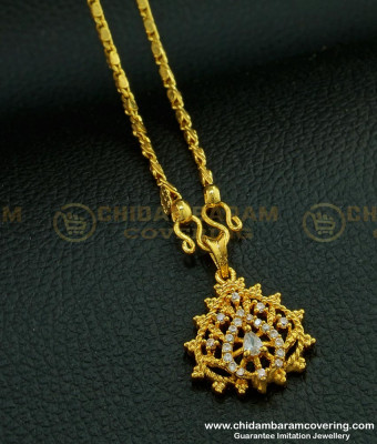 SCHN285 - Gold Look Gold Plated White Stone Dollar with Short Chain for Women