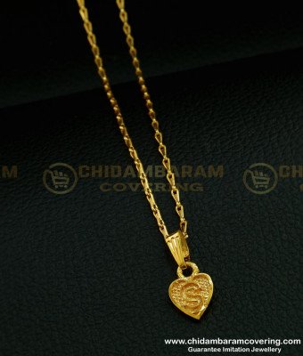SCHN289 - One Gram Gold ‘S’ Letter Dollar with Thin Chain For Boys And Girls