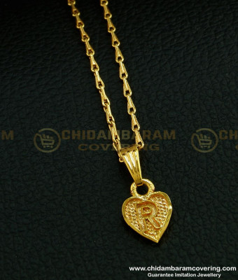 SCHN290 - One Gram Gold ‘R’ Letter Pendant with Thin Chain for Daily Use