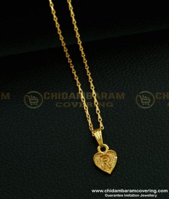 SCHN290 - One Gram Gold ‘R’ Letter Pendant with Thin Chain for Daily Use