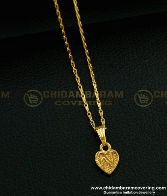 SCHN291 - One Gram Gold Short Chain With ‘N’ Letter Pendant Buy Online
