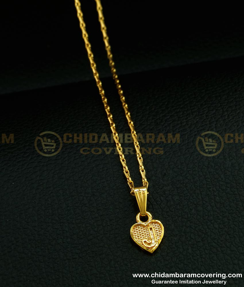 SCHN295 - One Gram Gold Short Chain With ‘J’ Letter Locket Dollar Chain Online