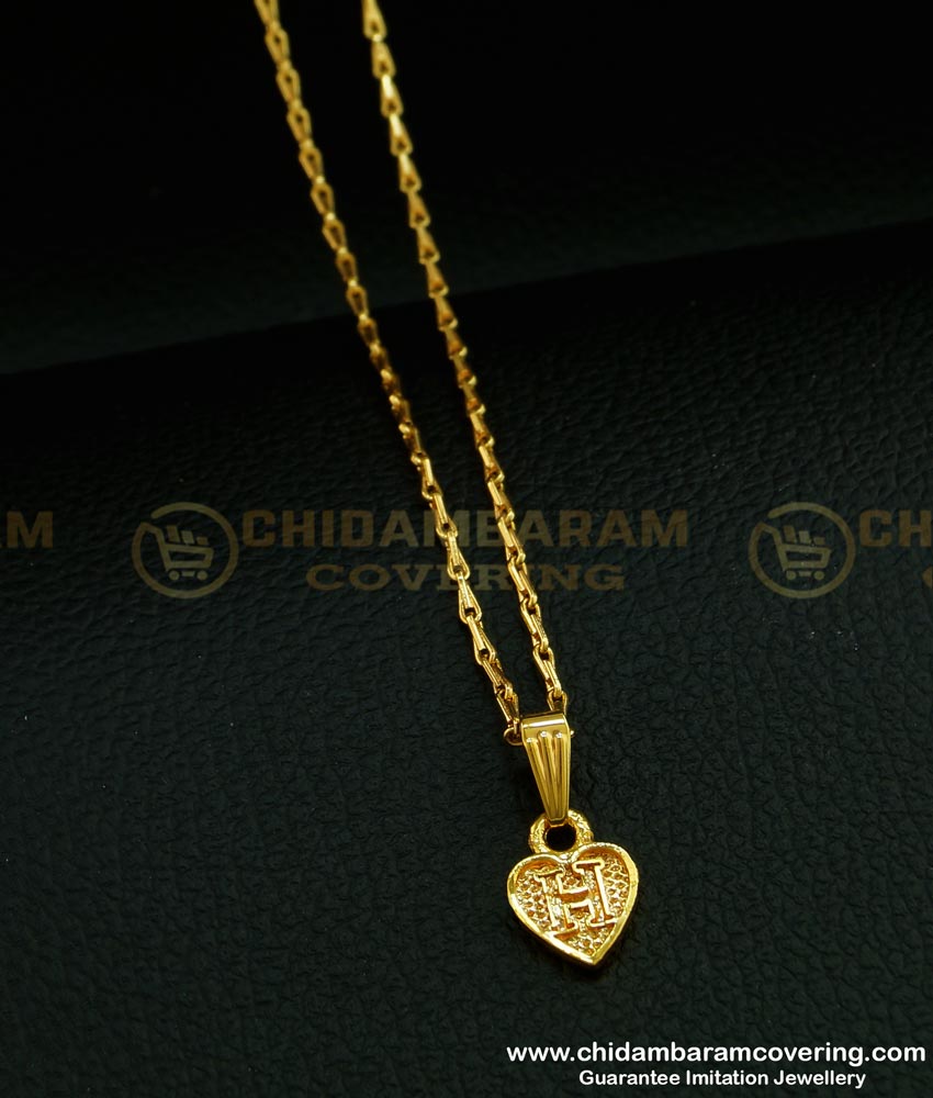 SCHN296 - One Gram Gold Short Chain With ‘H’ Letter Locket Dollar Chain Online