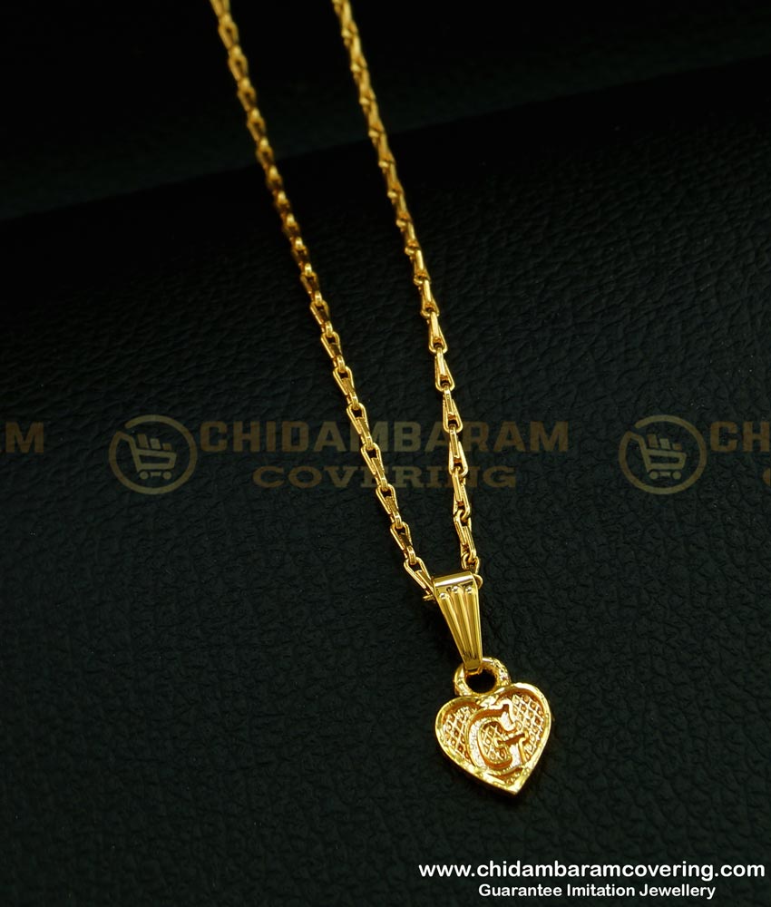 SCHN297 - One Gram Gold Heart Shape ‘G’ Letter Dollar Chain Online