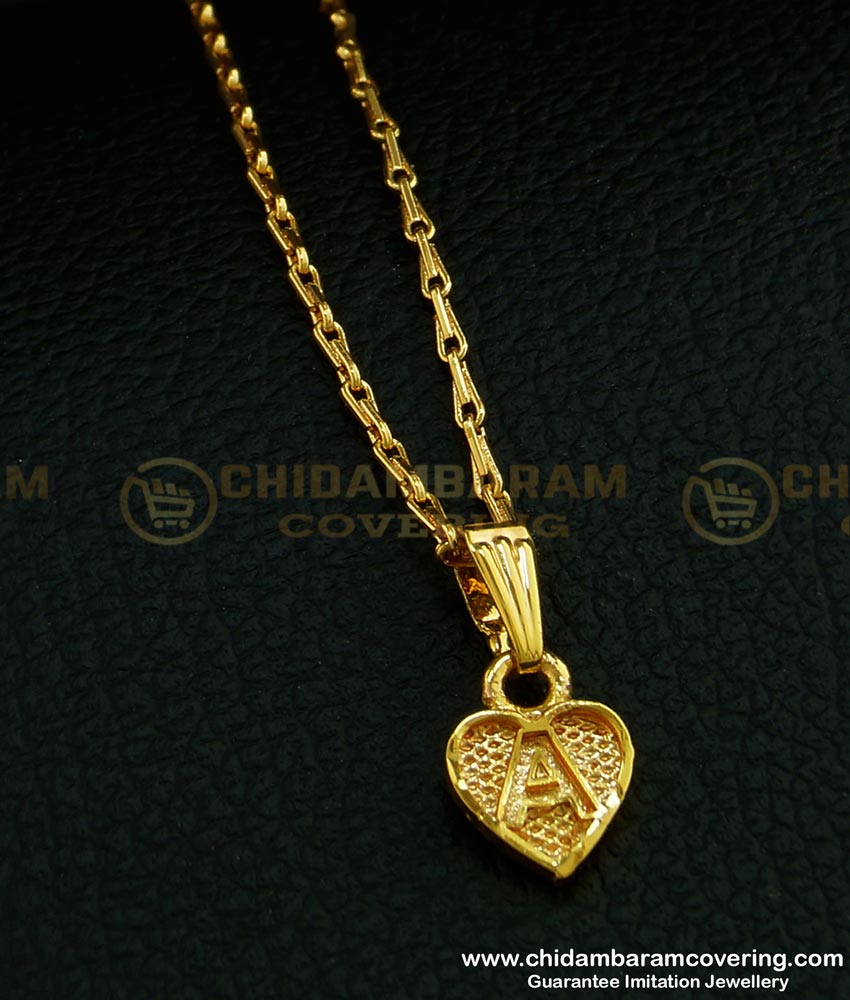 SCHN300 - One Gram Gold Heart Shape ‘A’ Letter Dollar with Short Chain Online