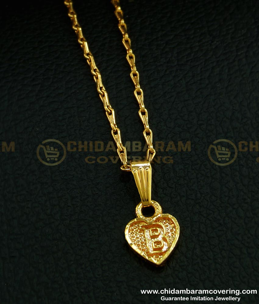 SCHN299 - One Gram Gold Heart Shape ‘B’ Letter Dollar with Short Chain Online