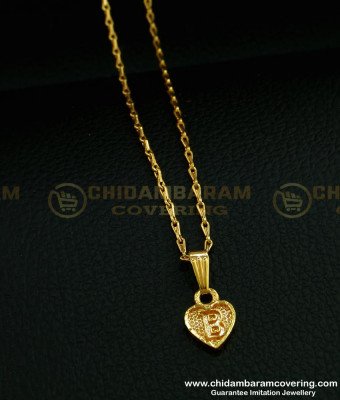 SCHN299 - One Gram Gold Heart Shape ‘B’ Letter Dollar with Short Chain Online