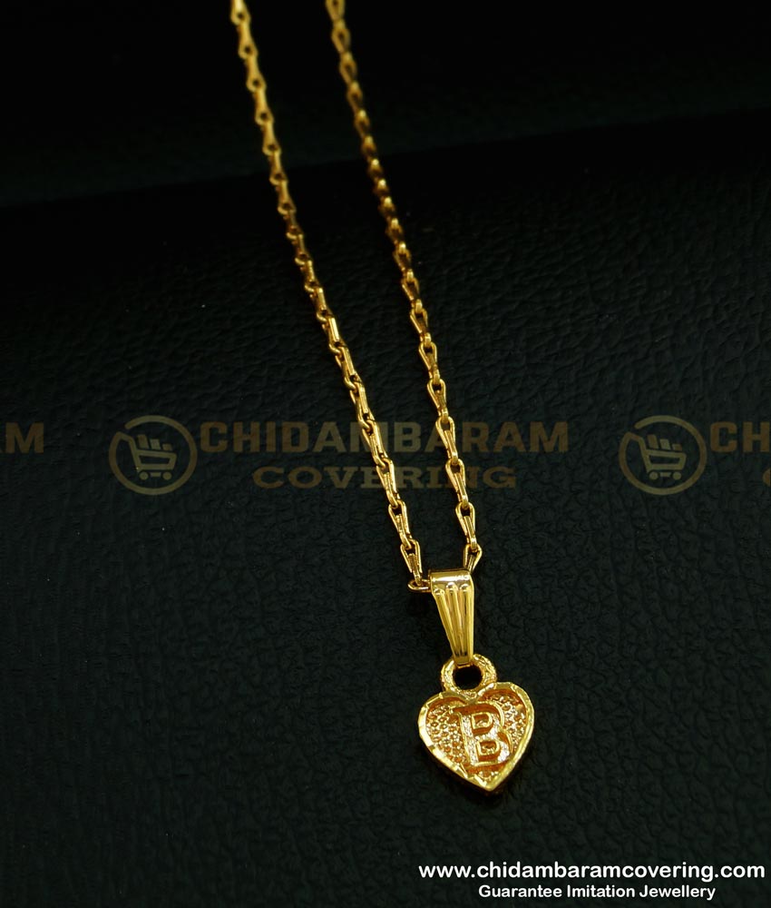 SCHN299 - One Gram Gold Heart Shape ‘B’ Letter Dollar with Short Chain Online