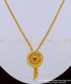 SCHN305 - New Model Female Gold Chain with Red Stone Locket Designs Online 
