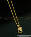 SCHN311 - One Gram Gold Double Heart Design White Stone Female Pendant with Short Chain
