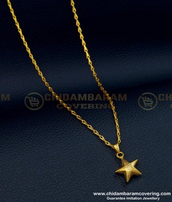 SCHN313 - One Gram Gold Cute Small Size Glitter Finish Star Pendant Daily Wear Chain  