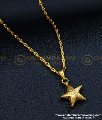 SCHN313 - One Gram Gold Cute Small Size Glitter Finish Star Pendant Daily Wear Chain  