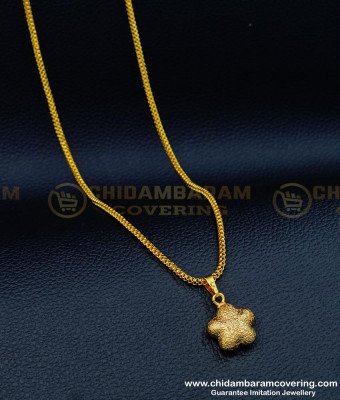 SCHN316 - Gold Plated Stylish Wear Glitter Finish Flower Pendant with Short Chain For Ladies