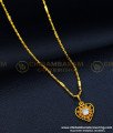 SCHN319 - Sparkling American Diamond Designer Heart Dollar Chain Daily Use Gold Plated Jewellery 
