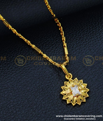 SCHN320 - Sparkling White Stone Dollar with Chain Daily Use Gold Pendant for Women 