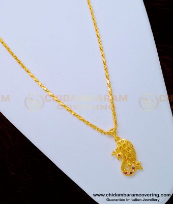 SCHN328 - Beautiful Peacock Dollar Chain Ad Stone Original Gold Plated Locket Chain