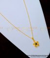 SCHN331 - Latest Light Wight Gold Plated Emerald Green Stone Flower Dollar With Chain 