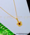 SCHN332 - 1 Gram Gold Light Wight Red Stone Flower Design Small Dollar Chain for Ladies 