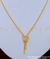 SCHN341 - One Gram Gold White Stone Butterfly Pendant with Short Chain for Female