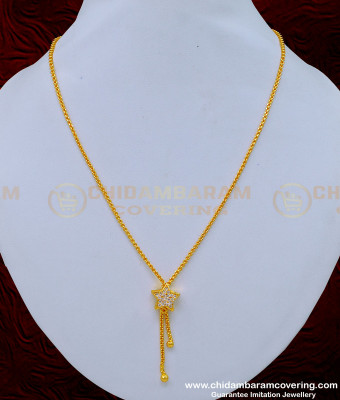 SCHN342 - New Gold Design White Stone Star Pendant Chain Buy Online 