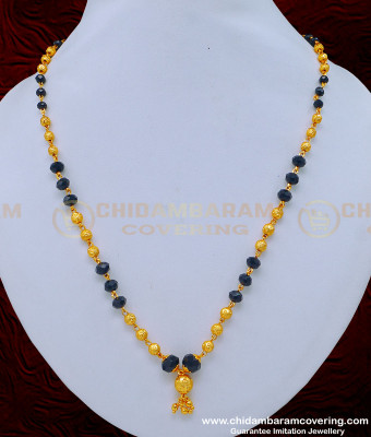 SCHN343 - Trendy Black Crystal with Gold Beads Chain Buy Indian Imitation Jewelry
