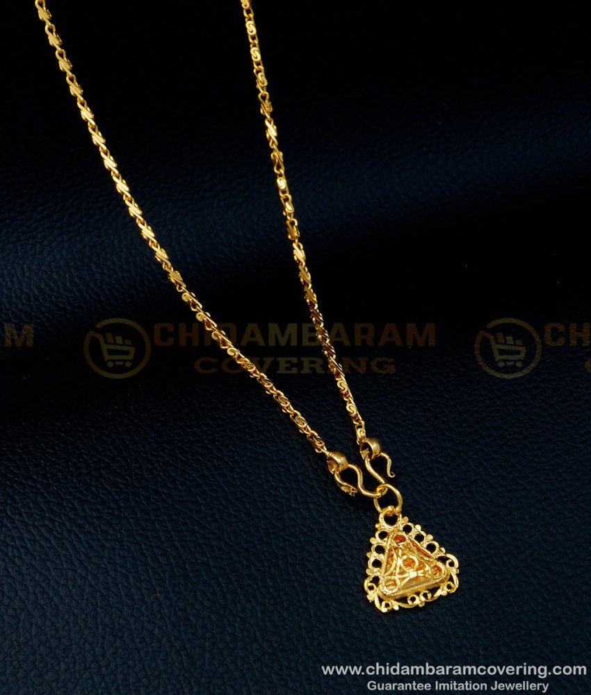 SCHN345 - One Gram Gold Simple Daily Wear Dollar Chain for Ladies