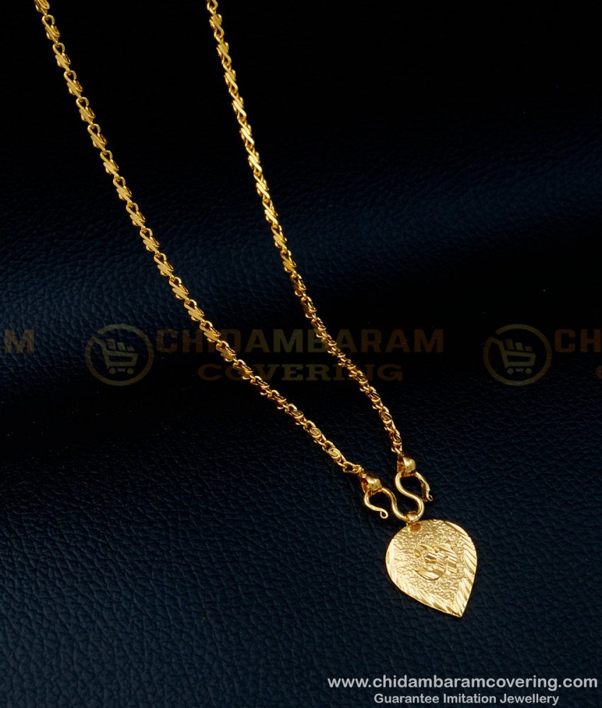 SCHN351 - 1 Gram Gold Om Pendant Daily Wear Hindi Om Locket with Short Chain Online